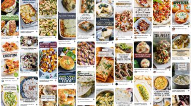 thumbnails of pinterest board showing Goat Cheese Recipes