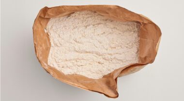 opened bag of white flour