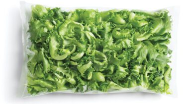 clear bag of green leaf lettuce