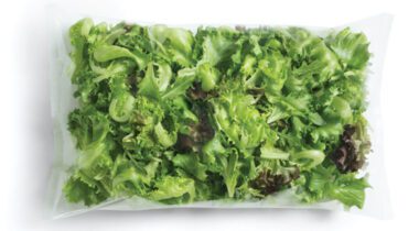 clear bag of spring mix lettuce