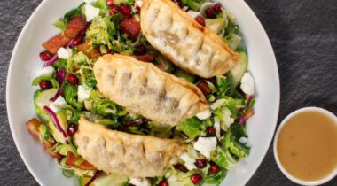 potstickers on a salad