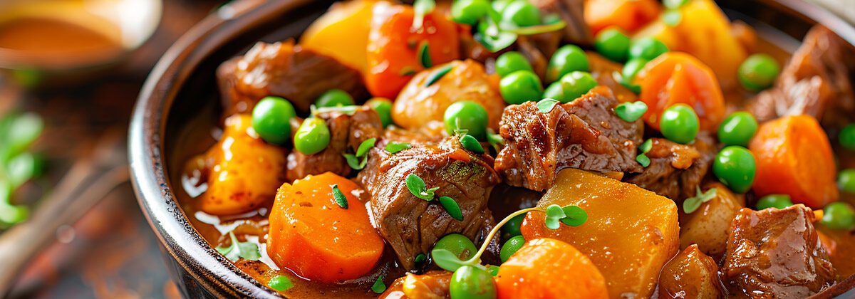 cider-infused autumn beef stew banner graphic