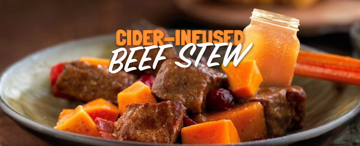 cider-infused autumn beef stew banner graphic