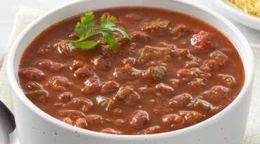 a bowl of Angus steak Chili with Beans