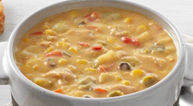 a bowl of Chicken & Roasted Corn Chowder