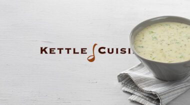 kettle cuisine logo graphic with soup bowl foreground