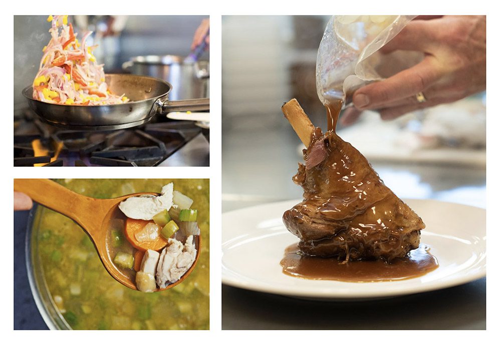 collage of three culinary kitchen shots