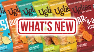 six colorful chip bags with What's New graphic image