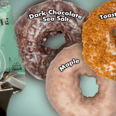 New Graphic image - 4 different donuts and 2 packaged donuts and the holy donut logo
