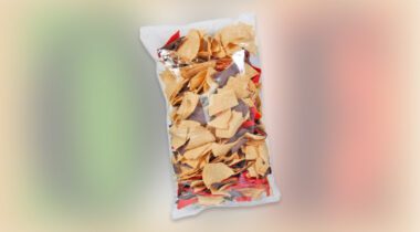 tri color corn tortilla chips in a bag