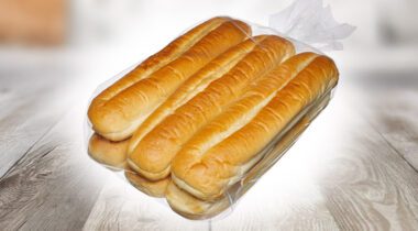 a clear plastic package of rolls