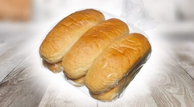 a clear plastic package of rolls