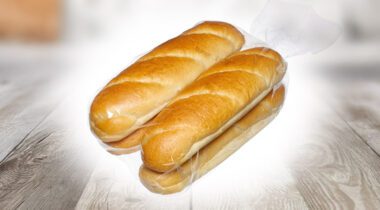 a clear plastic package of rolls
