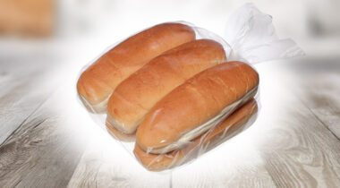 a clear plastic package of rolls