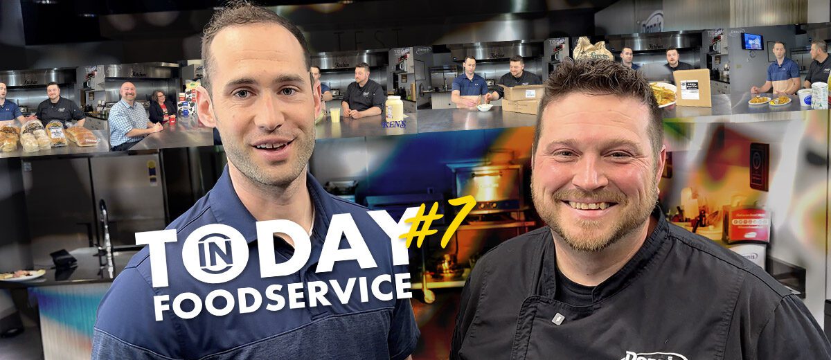 today in foodservice graphic, logo, two men smiling