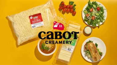 cabot graphic with logo and products on a yellow background