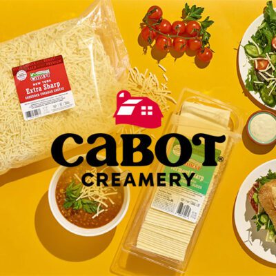 cabot graphic with logo and products on a yellow background