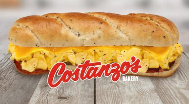 egg sub sandwich with Costanzo's logo graphic