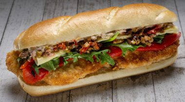 Chicken sandwich on hoagie roll