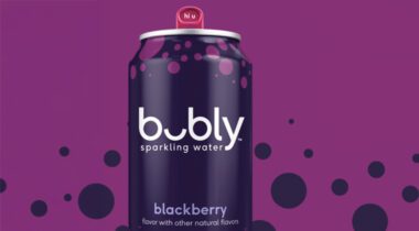 open purple can of blackberry bubly