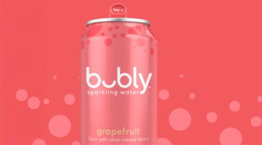 open pink can of grapefruit bubly