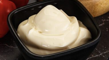 close up on a dish of mayo