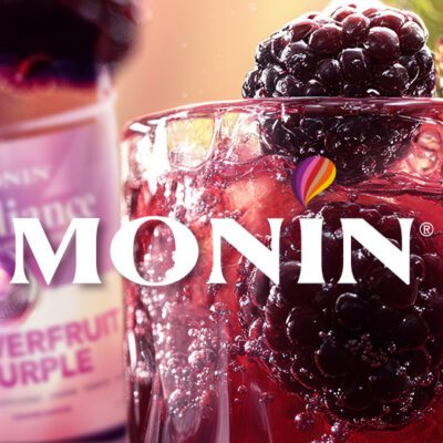 monin syrup graphic banner, macro blackberry beverage artwork