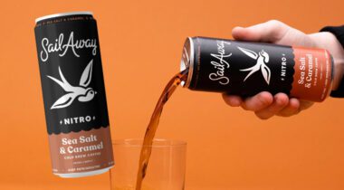 Sail Away Coffee Pour Graphic with Can, Sea Salt Caramel