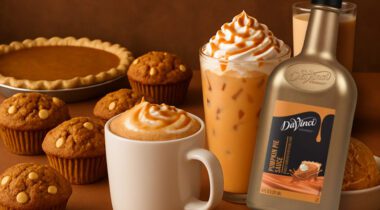 An assortment of pumpkin flavored foods and beverages