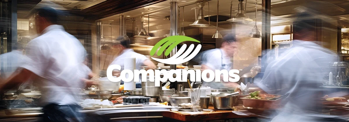 restaurant motion blur scene with a logo in the middle that says "Companions"