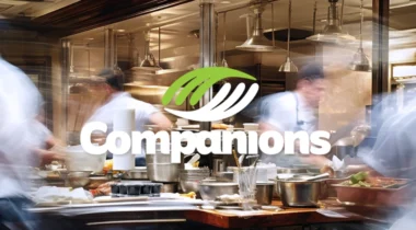 restaurant motion blur scene with a logo in the middle that says "Companions"