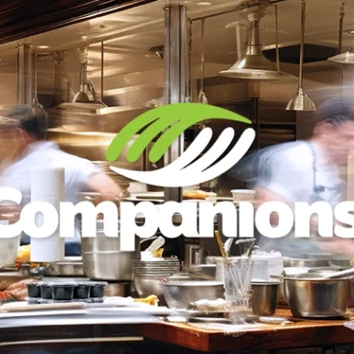 restaurant motion blur scene with a logo in the middle that says "Companions"