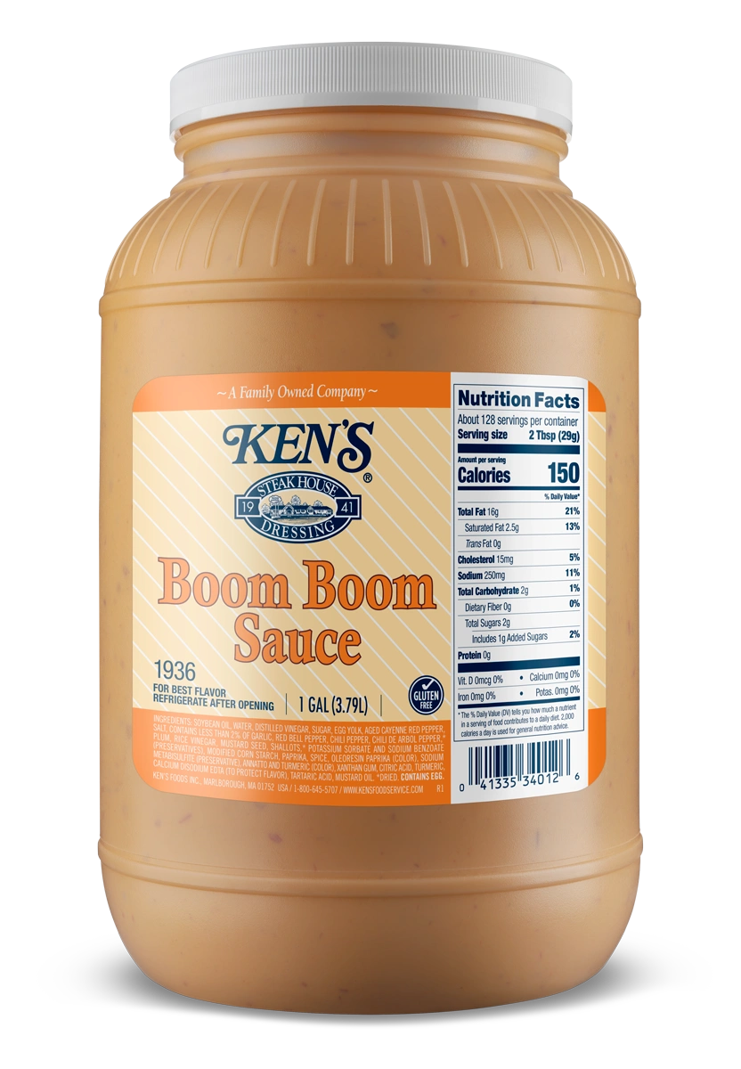 Gallon jug of Ken's Boom Boom Sauce