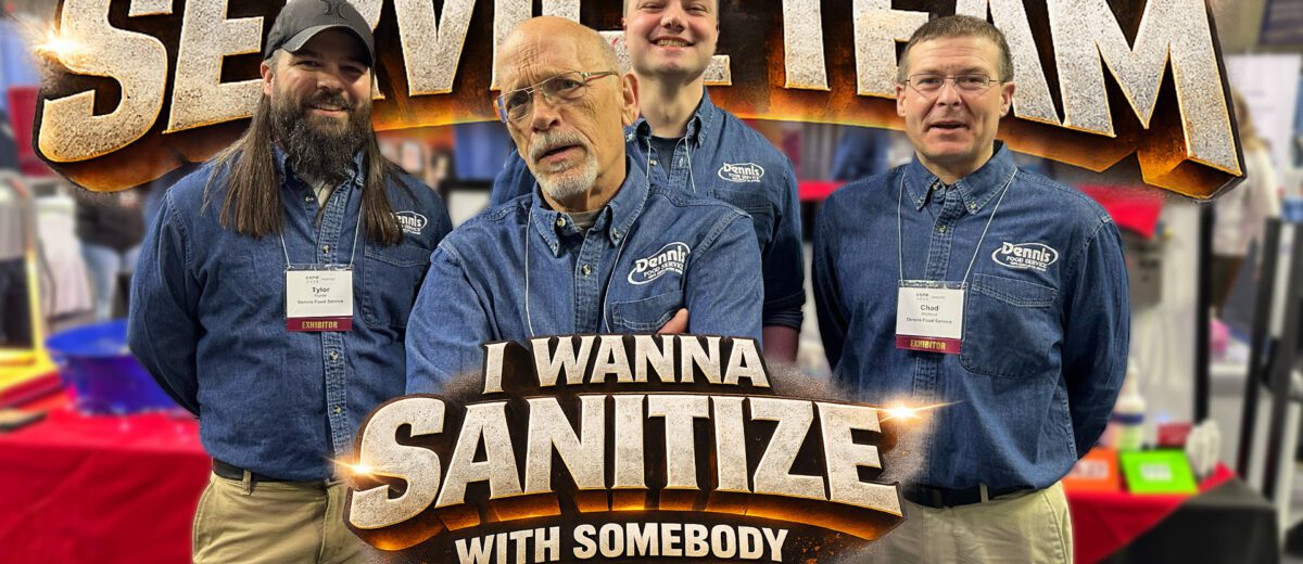 4 men in blue denim shirt in an album art style graphic with text that says I Wanna Sanitize With Somebody